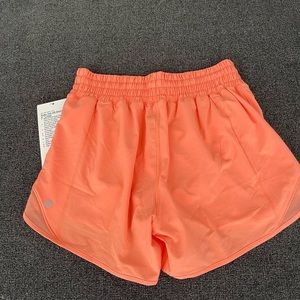 Lululemon, hotty hot HR shorts, 4 inch lined in Coral